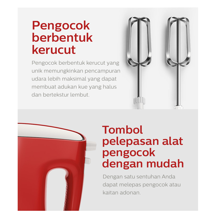 Philips Hand Mixer - HR1552/10 - Merah